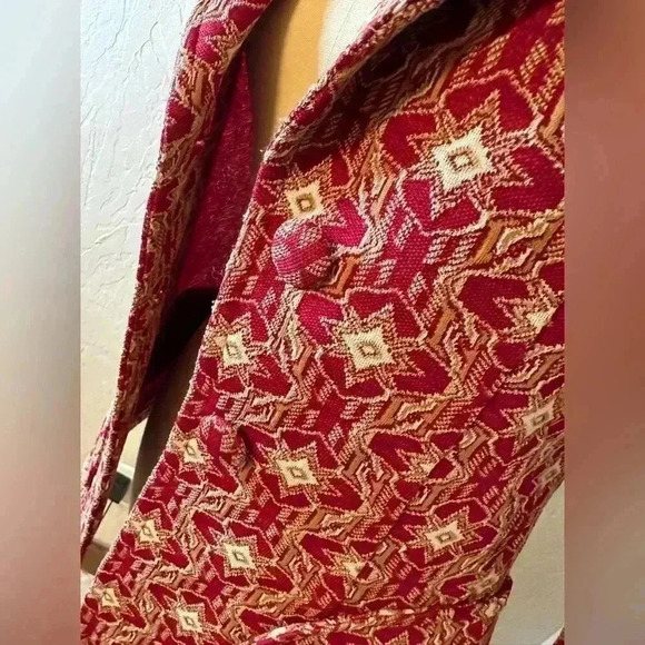 Vintage‎ Handmade Red Patterned Suit Jacket Fits Like a Small - Picture 6 of 8